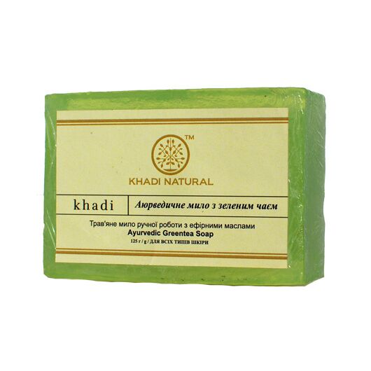 Аюрведическое мыло с зеленым чаем Khadi 125г., С ароматом: зеленого чая