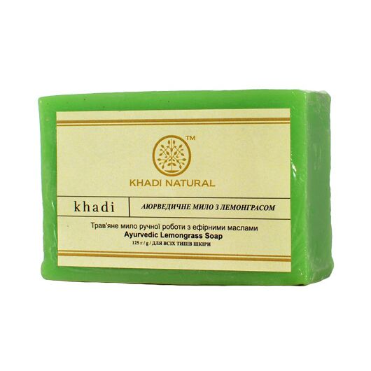 Аюрведическое мыло с лимонграсом Khadi 125г., С ароматом: лимонграс