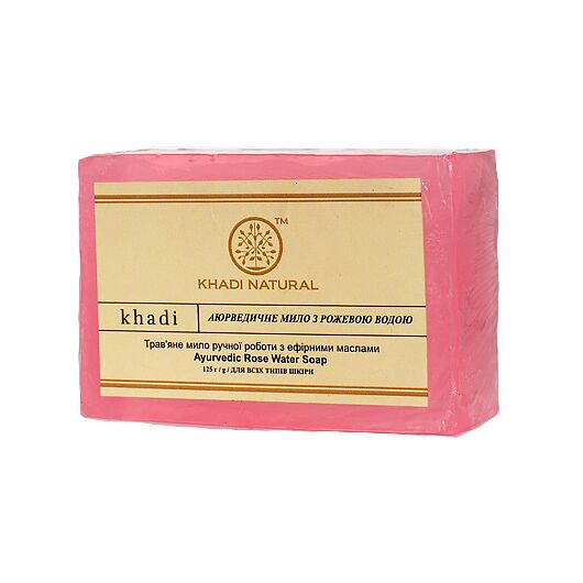 Аюрведическое мыло с розовой водой Khadi 125г., С ароматом: розовой воды